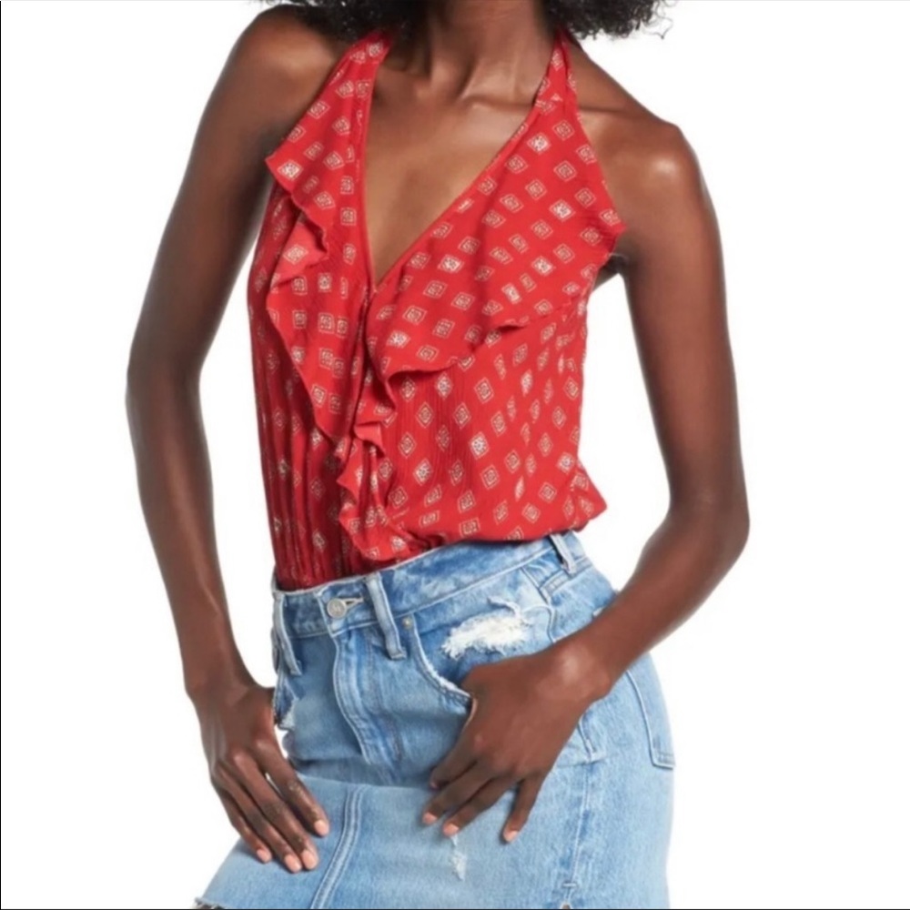 Band of Gypsies Red Paisely Print Bodysuit